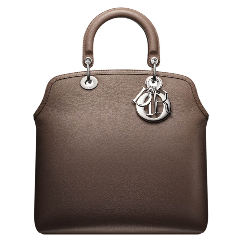 Dove grey deerskin leather Dior Granville bag