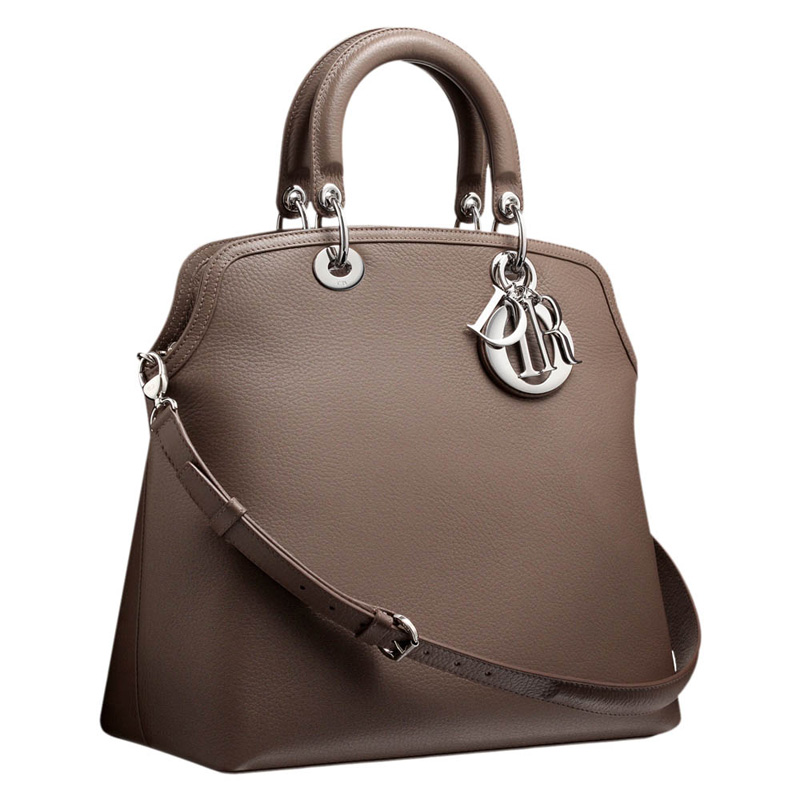 Dove grey deerskin leather Dior Granville bag