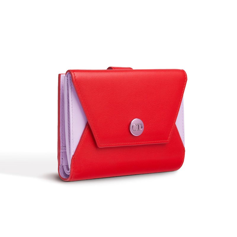 Escale wallet in Anemone and vermillion smooth calfskin