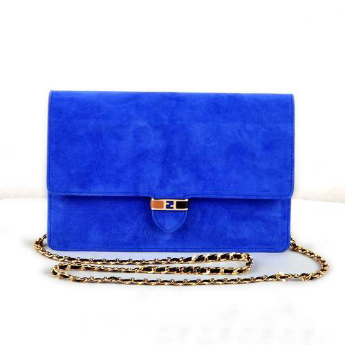 Fendi Toujour Gold Chain Clutch Suede 8M0291 Blue