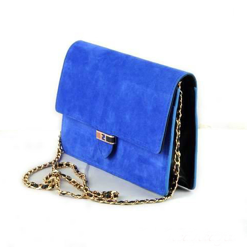 Fendi Toujour Gold Chain Clutch Suede 8M0291 Blue