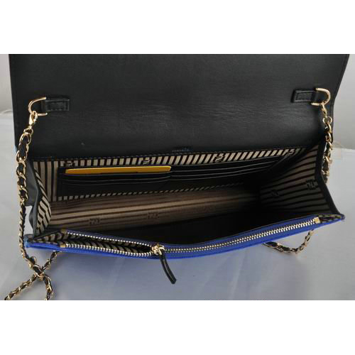 Fendi Toujour Gold Chain Clutch Suede 8M0291 Blue