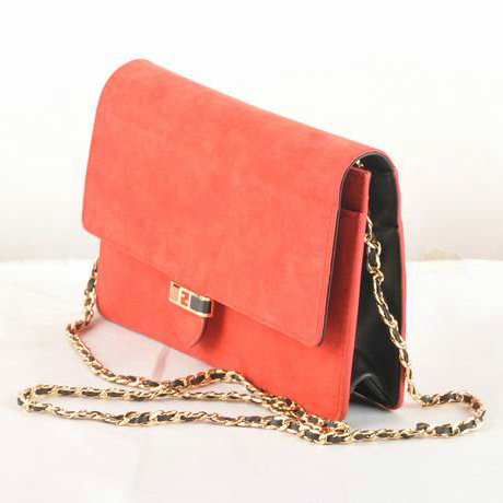 Fendi Toujour Gold Chain Clutch Suede 8M0291 Red