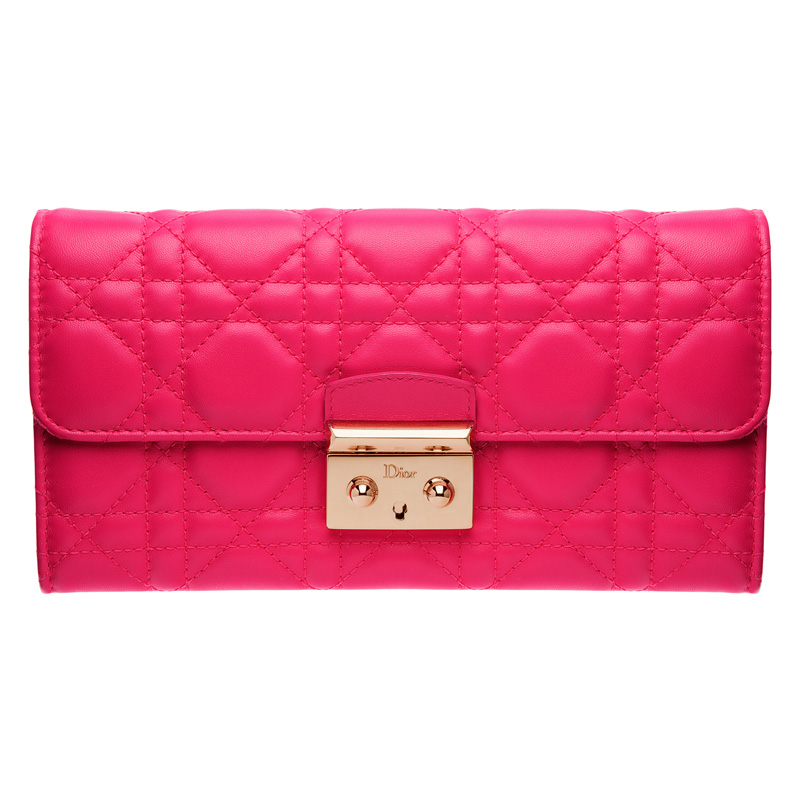 Fuchsia leather Miss Dior wallet