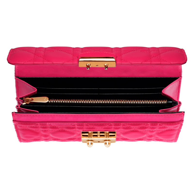 Fuchsia leather Miss Dior wallet