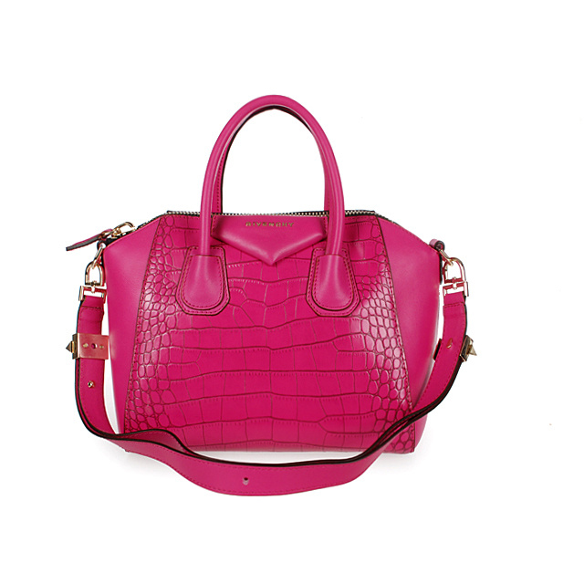 Givenchy Antigona Bag Crocodile Leather 9981 in Rose Red