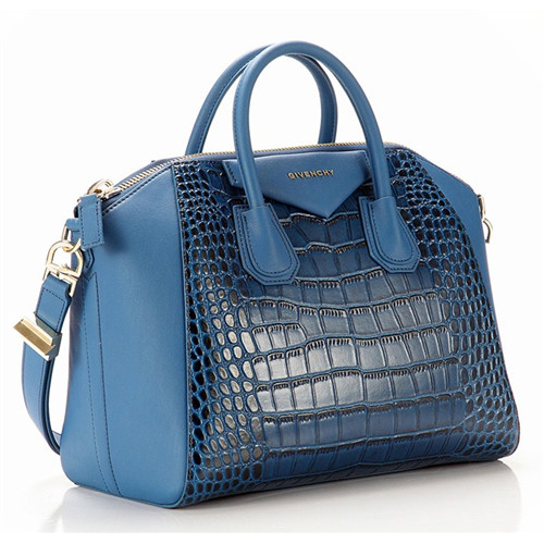 Givenchy Antigona Bag Crocodile Leather Blue