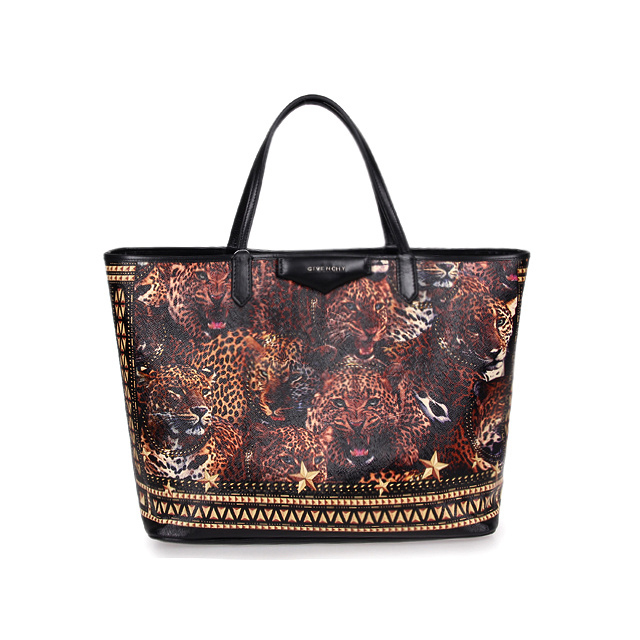 Givenchy Large Antigona Shopping Bag Printed Leopard PVC Black