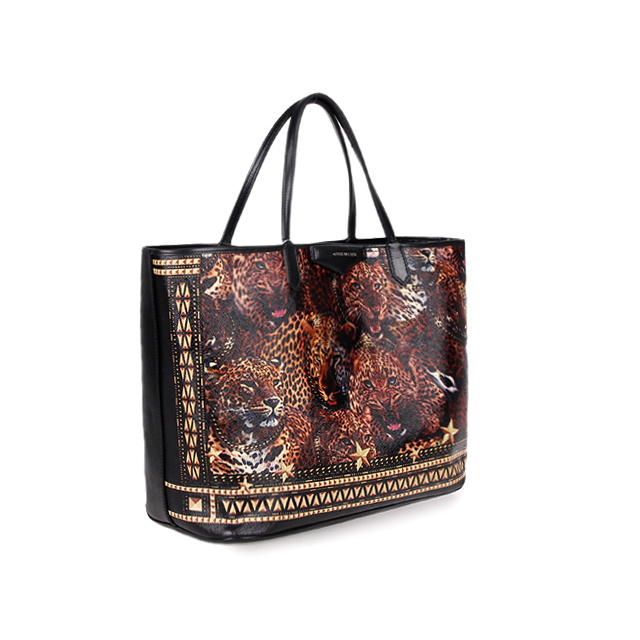 Givenchy Large Antigona Shopping Bag Printed Leopard PVC Black