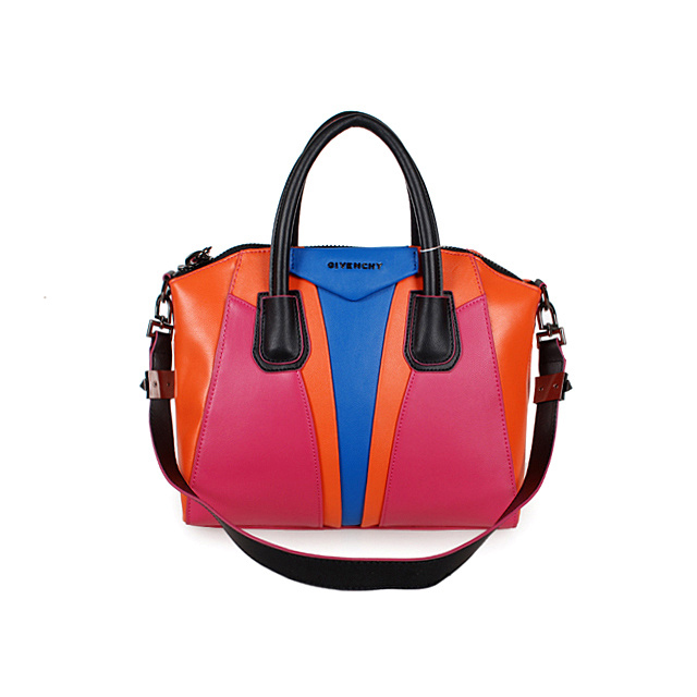 Givenchy Small Antigona Bag Smooth Leather 6362 Orange&Blue&Rose