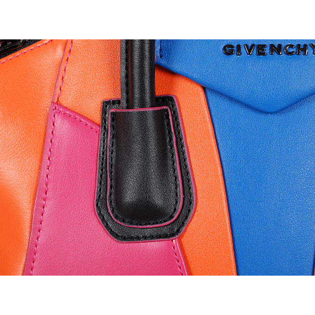 Givenchy Small Antigona Bag Smooth Leather 6362 Orange&Blue&Rose