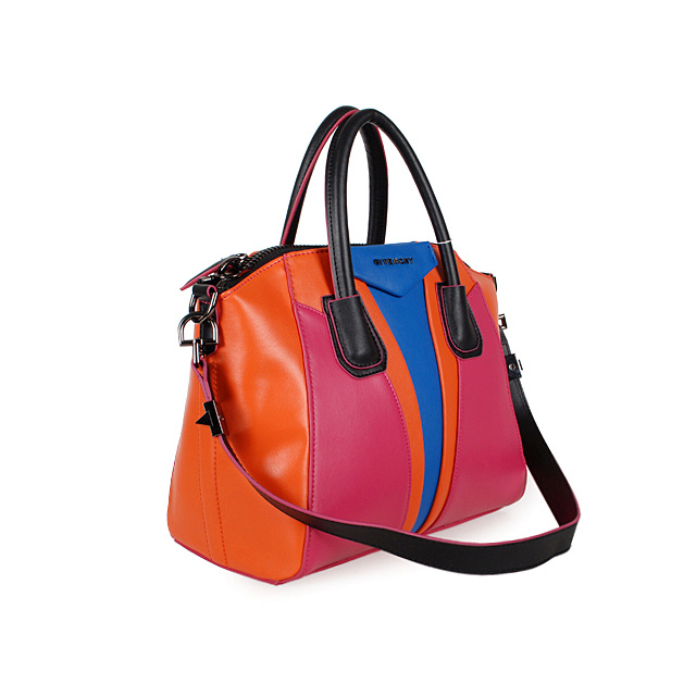 Givenchy Small Antigona Bag Smooth Leather 6362 Orange&Blue&Rose