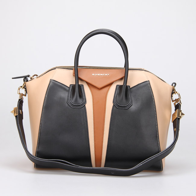 Givenchy Small Antigona Bag Smooth Leather 8887 Black&Camel