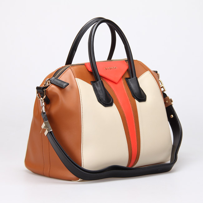 Givenchy Small Antigona Bag Smooth Leather 8887 Camel&Orange