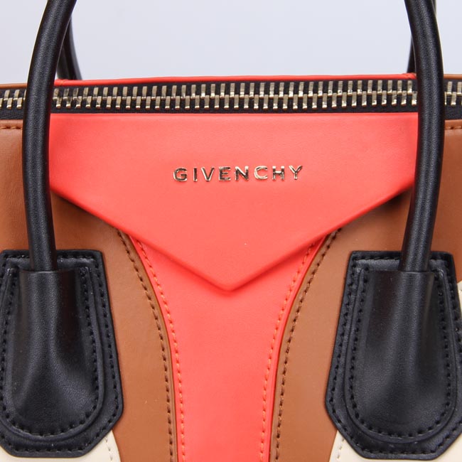 Givenchy Small Antigona Bag Smooth Leather 8887 Camel&Orange