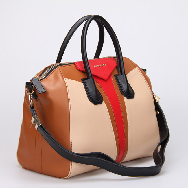 Givenchy Small Antigona Bag Smooth Leather 8887 Camel&Red