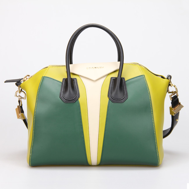 Givenchy Small Antigona Bag Smooth Leather 8887 Light Green&OffWhite