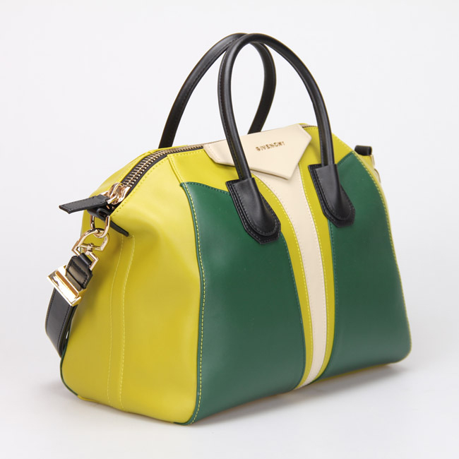 Givenchy Small Antigona Bag Smooth Leather 8887 Light Green&OffWhite