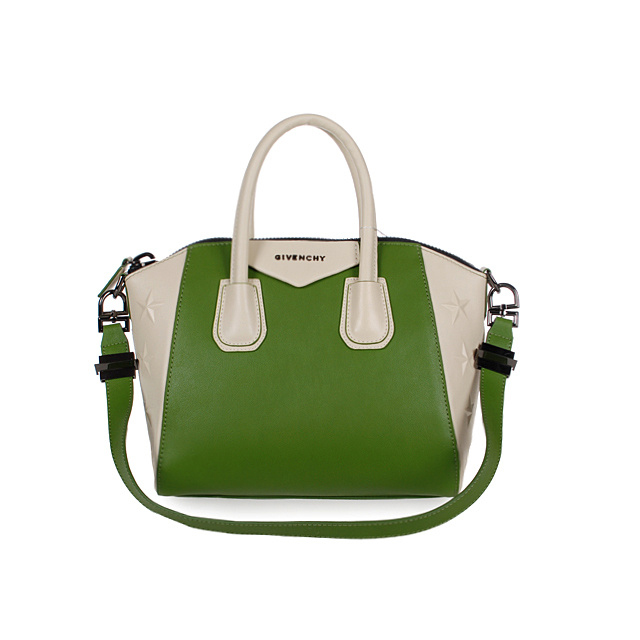 Givenchy mini Antigona Bag Smooth Leather 6360 Green and Off-White