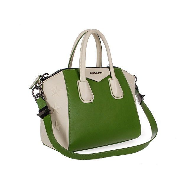 Givenchy mini Antigona Bag Smooth Leather 6360 Green and Off-White