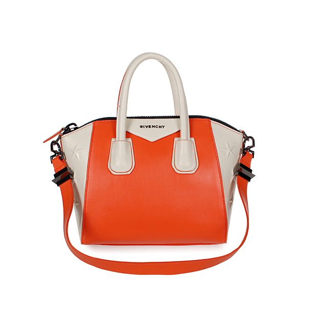 Givenchy mini Antigona Bag Smooth Leather 6360 Orange and Off-White