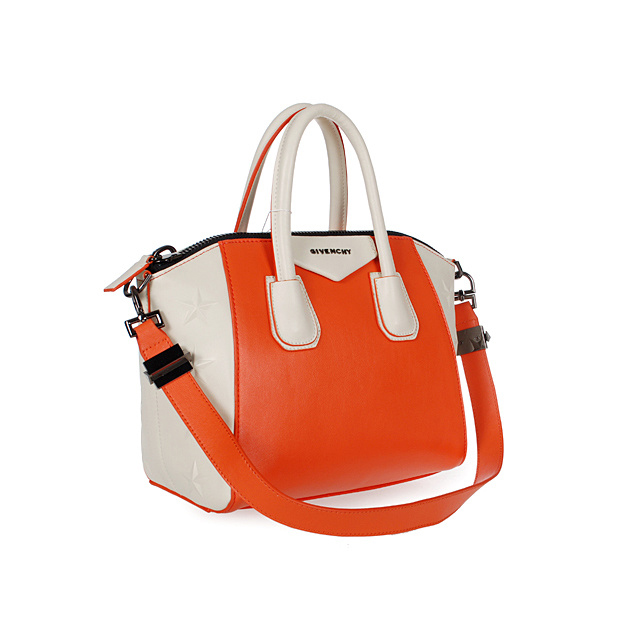 Givenchy mini Antigona Bag Smooth Leather 6360 Orange and Off-White