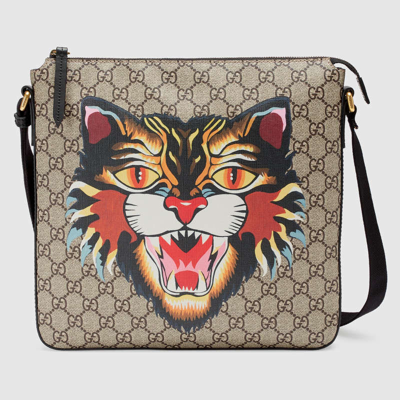 Gucci Angry Cat print GG Supreme flat messenger 473886 9AY2T 8666