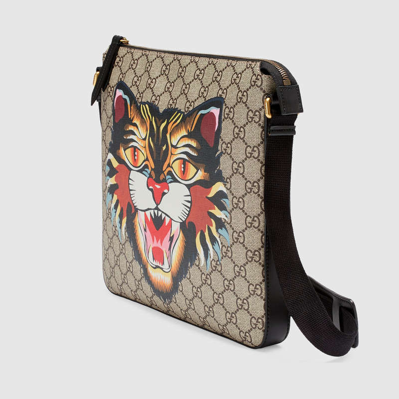 Gucci Angry Cat print GG Supreme flat messenger 473886 9AY2T 8666