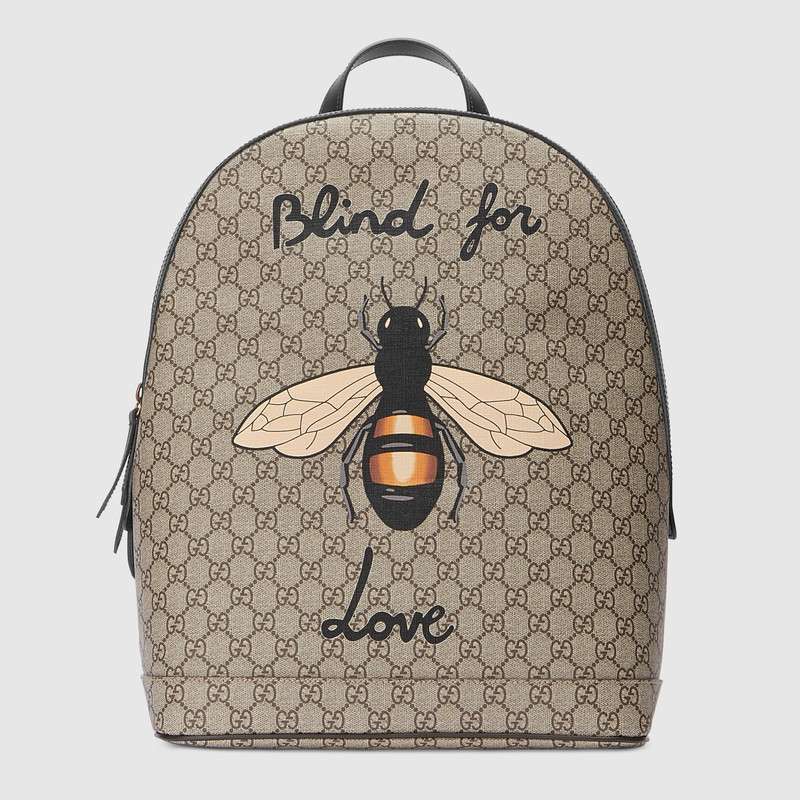 Gucci Bee print GG Supreme backpack 419584 9HYAT 8666