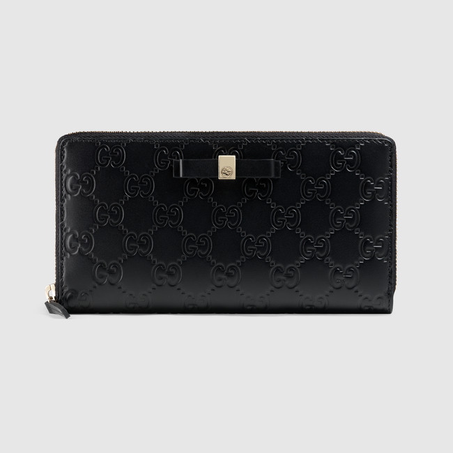 Gucci Bow Gucci Signature zip around wallet 388680 CWC1G 1000