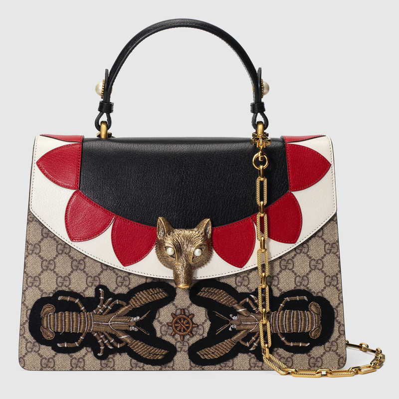 Gucci Broche GG Supreme top handle bag 466432 K9GEX 8027