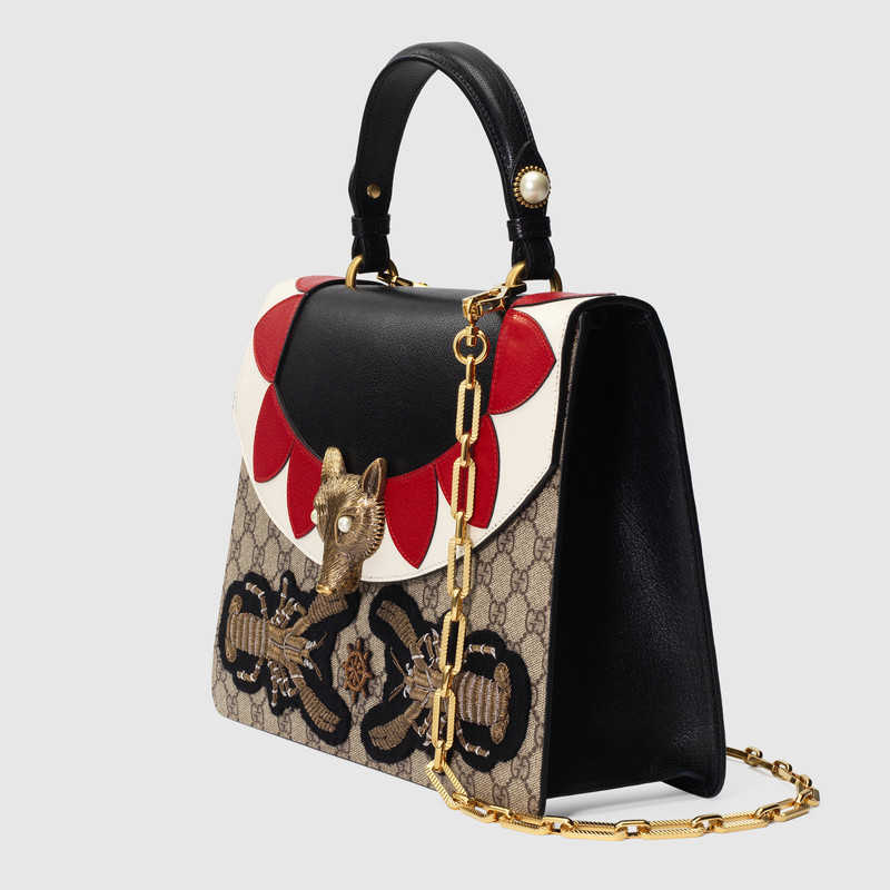 Gucci Broche GG Supreme top handle bag 466432 K9GEX 8027