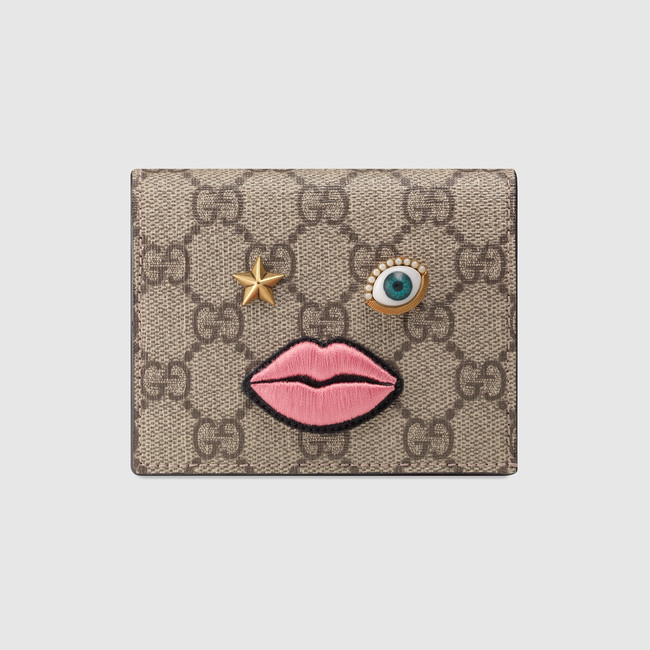 Gucci Card case with embroidered face 431398 K05RG 8790