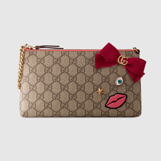 Gucci Chain wrist wallet with embroidered face 431396 K05TG 8793