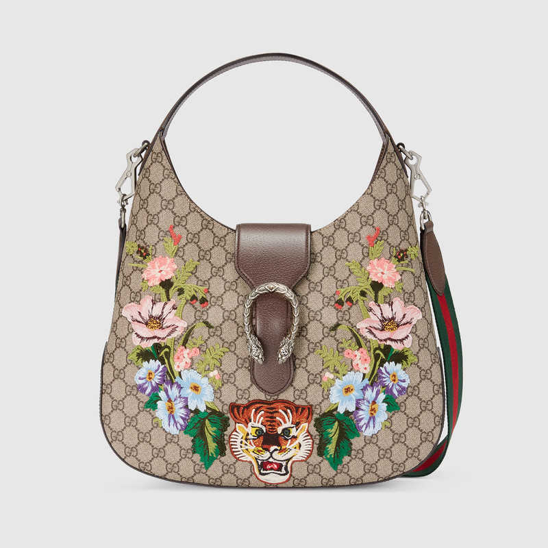 Gucci Dionysus embroidered medium GG Supreme hobo 446687 9C2JN 8967