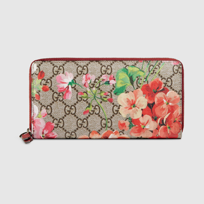 Gucci GG Blooms Supreme zip around wallet 404071 KU2IN 8693