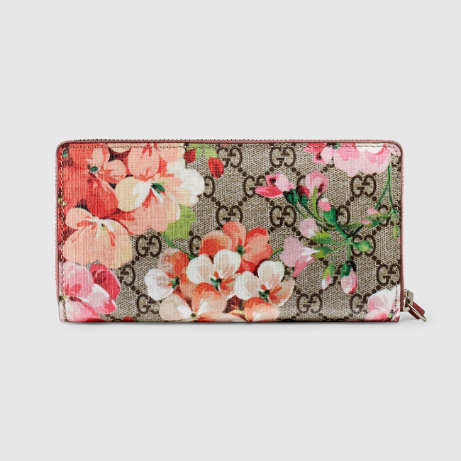 Gucci GG Blooms Supreme zip around wallet 404071 KU2IN 8693