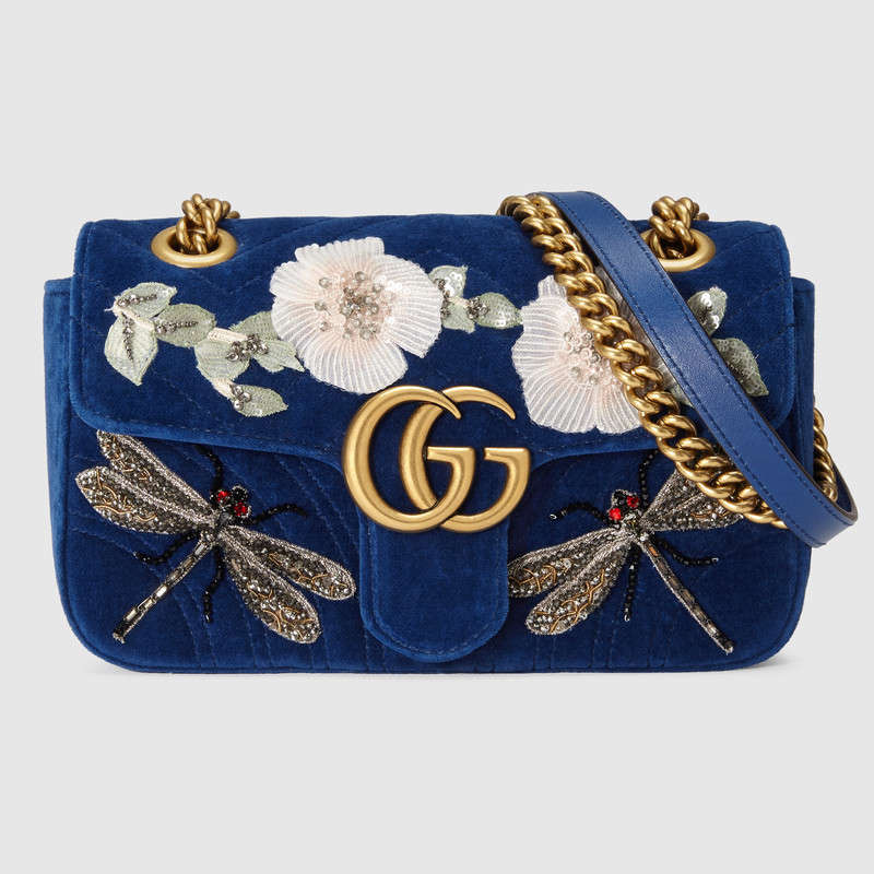 Gucci GG Marmont embroidered velvet mini bag 446744 K4DPT 4567