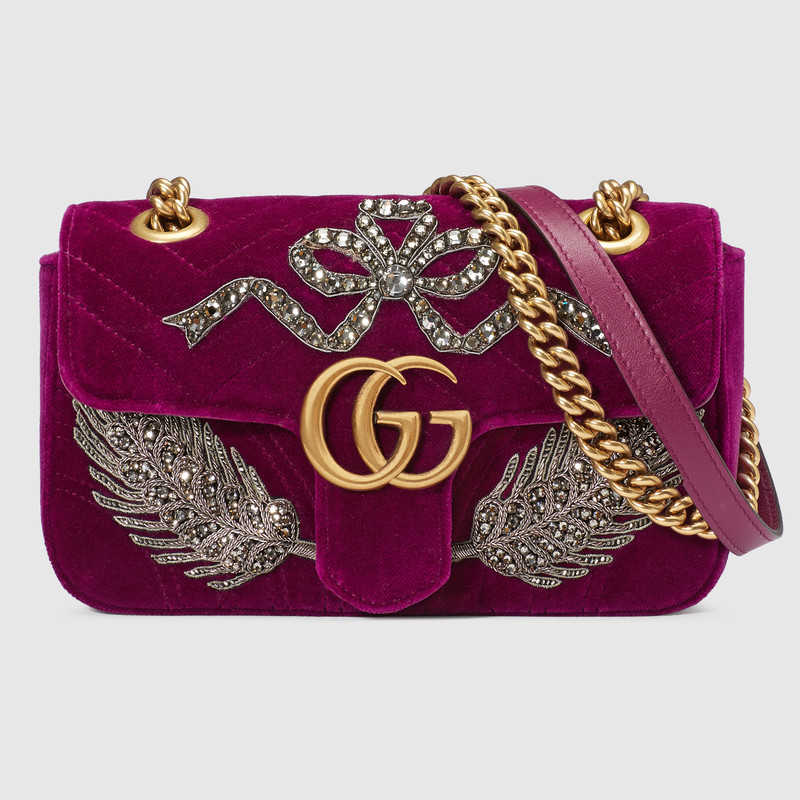 Gucci GG Marmont embroidered velvet mini bag 446744 K4DST 5668