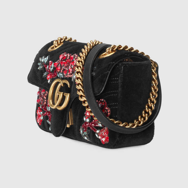 Gucci GG Marmont embroidered velvet mini bag 446744 K4DTT 1093