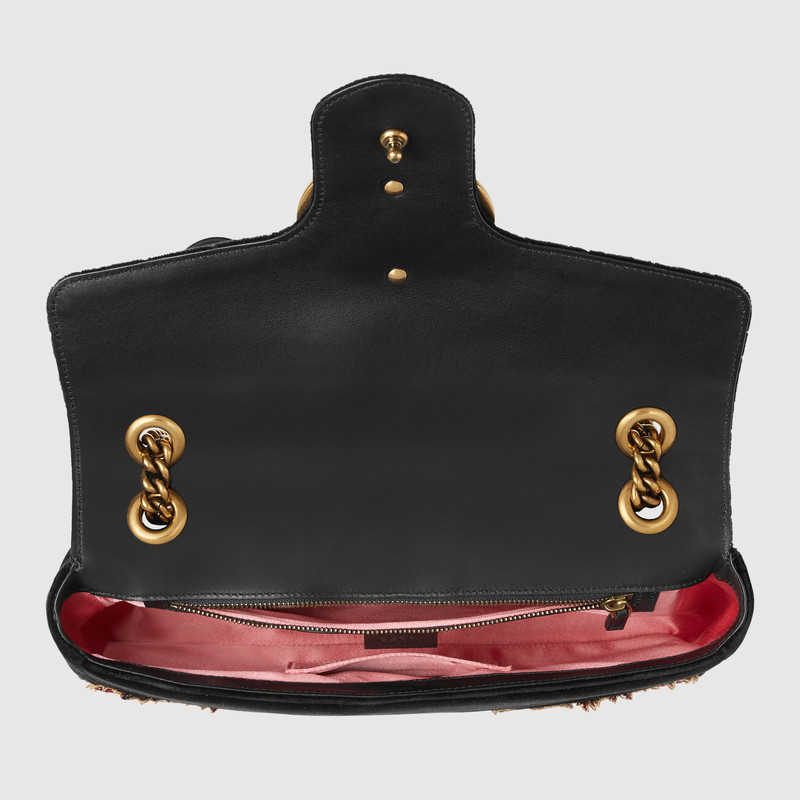 Gucci GG Marmont embroidered velvet shoulder bag 443496 K4DLT 1093