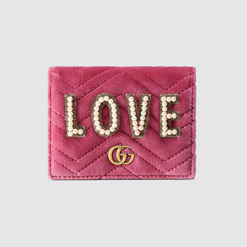 Gucci GG Marmont embroidered velvet wallet 466492 9FRWT 5571