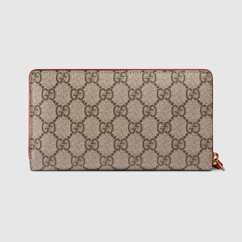 Gucci GG Supreme zip around wallet with Bosco patch 506279 9F27G 9752