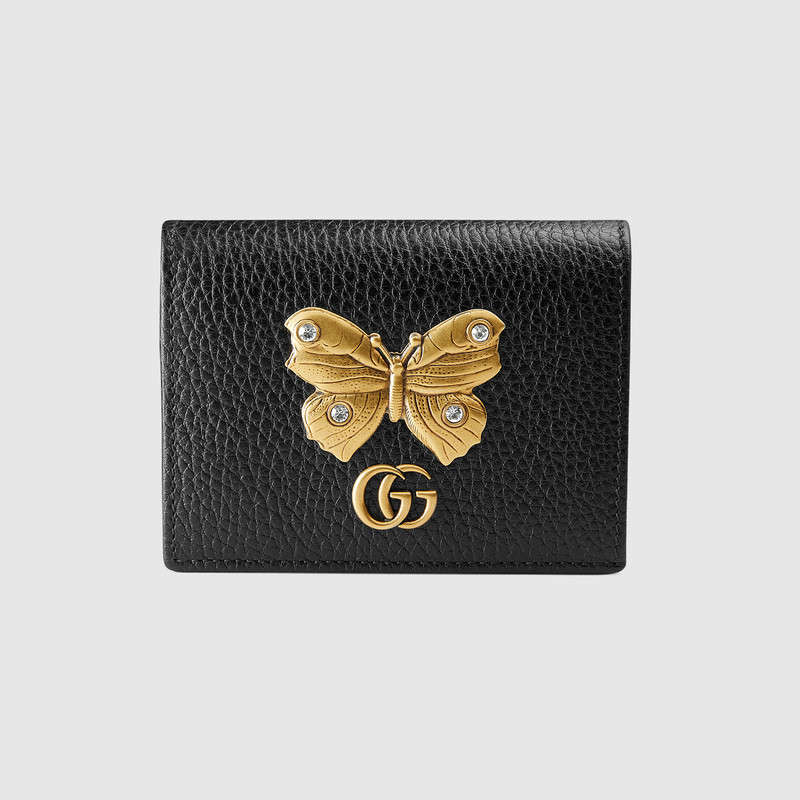 Gucci Leather card case with butterfly 499361 CAOGT 1081