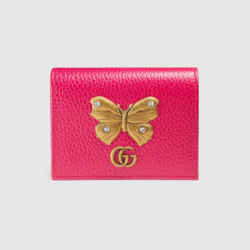 Gucci Leather card case with butterfly 499361 CAOGT 5661