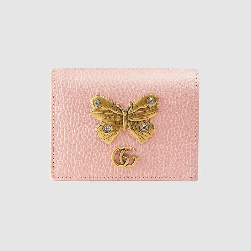 Gucci Leather card case with butterfly 499361 CAOGT 5969