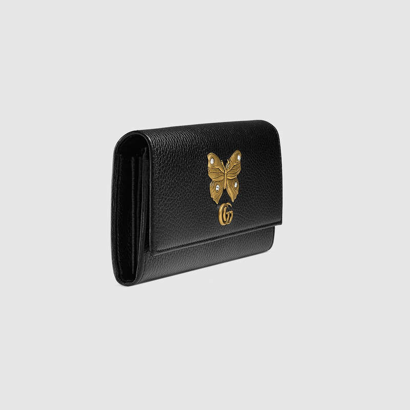 Gucci Leather continental wallet with butterfly 499359 CAOGT 1081