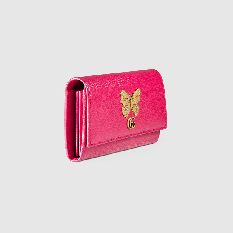 Gucci Leather continental wallet with butterfly 499359 CAOGT 5661