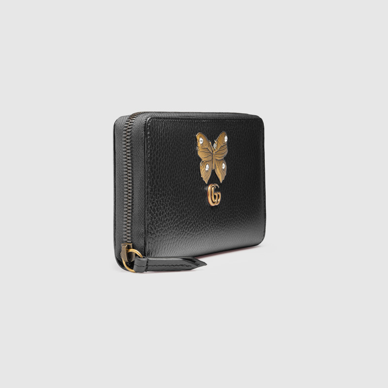 Gucci Leather zip around wallet with butterfly 499363 CAOGT 1081