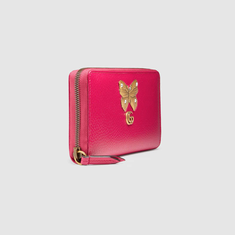 Gucci Leather zip around wallet with butterfly 499363 CAOGT 5661